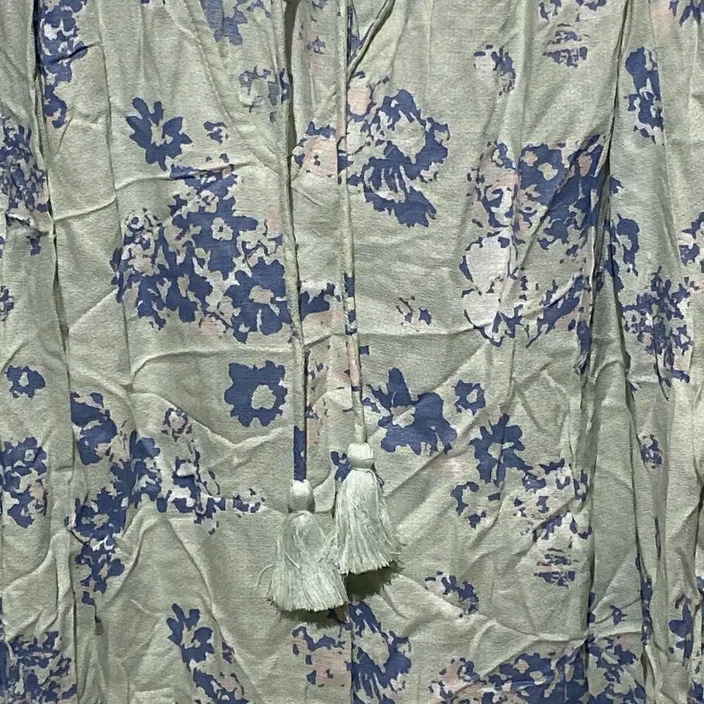 Lucky Brand Women's Multicolor Floral Tassel Ruffled Prairie Blouse Size XL - Picture 7 of 14